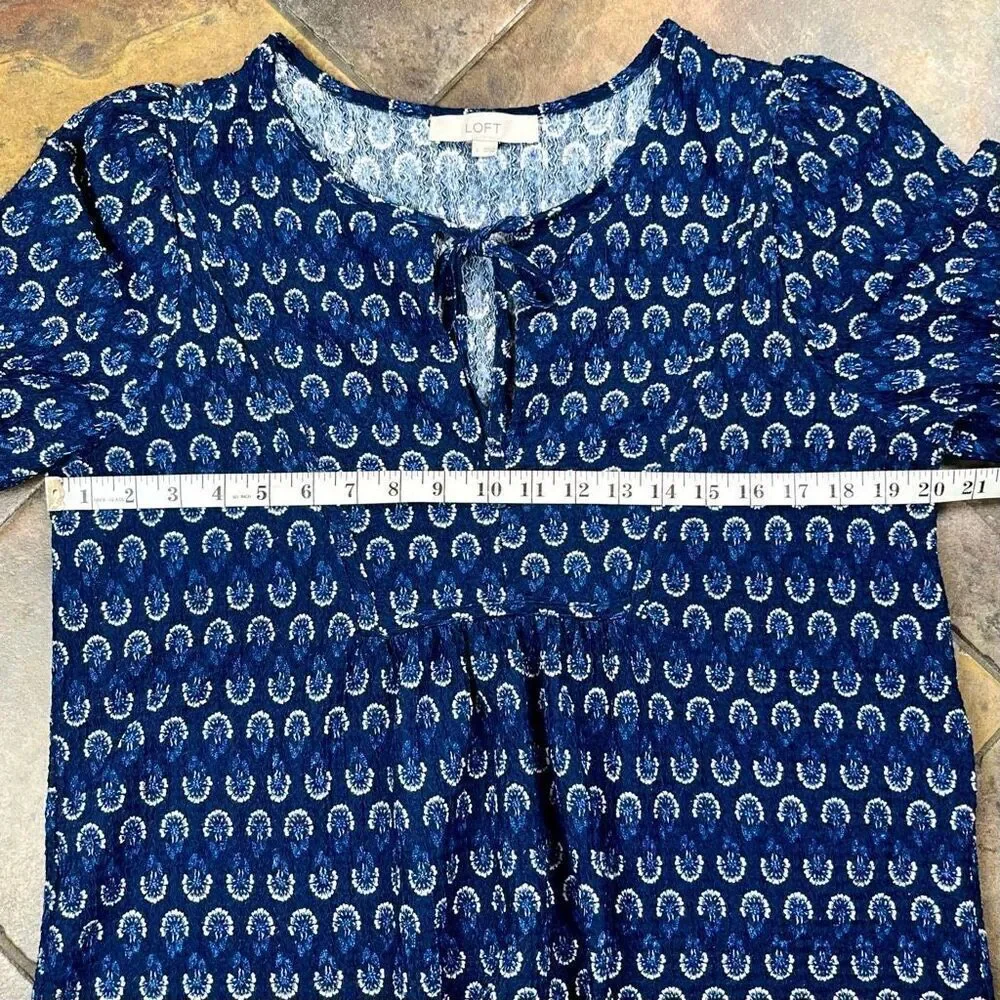 Loft Floral Puff Sleeve Blouse Large